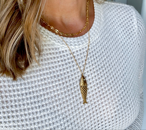 Articulated Gold Sardine Fish Pendant Necklace - Gold Filled Chain