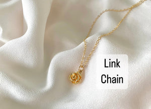 Gold Filled Flower Pendant Necklace - Rose Charm Necklace