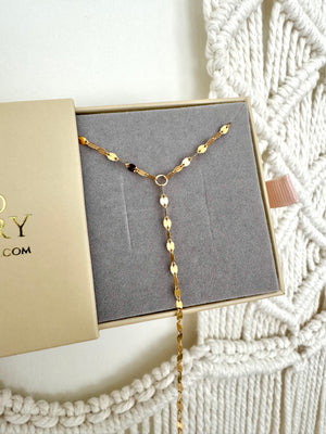 Mirror Finish Chain - Gold Filled Dainty Lariat Y Necklace - Minimalist Jewelry for Women