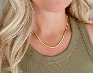Gold Filled Herringbone Snake Chain Necklace - Retro Style - Vintage Inspired