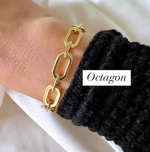 24k Gold Filled Chunky Paperclip Link Chain Bracelets for Layering - Christmas Gift for Women