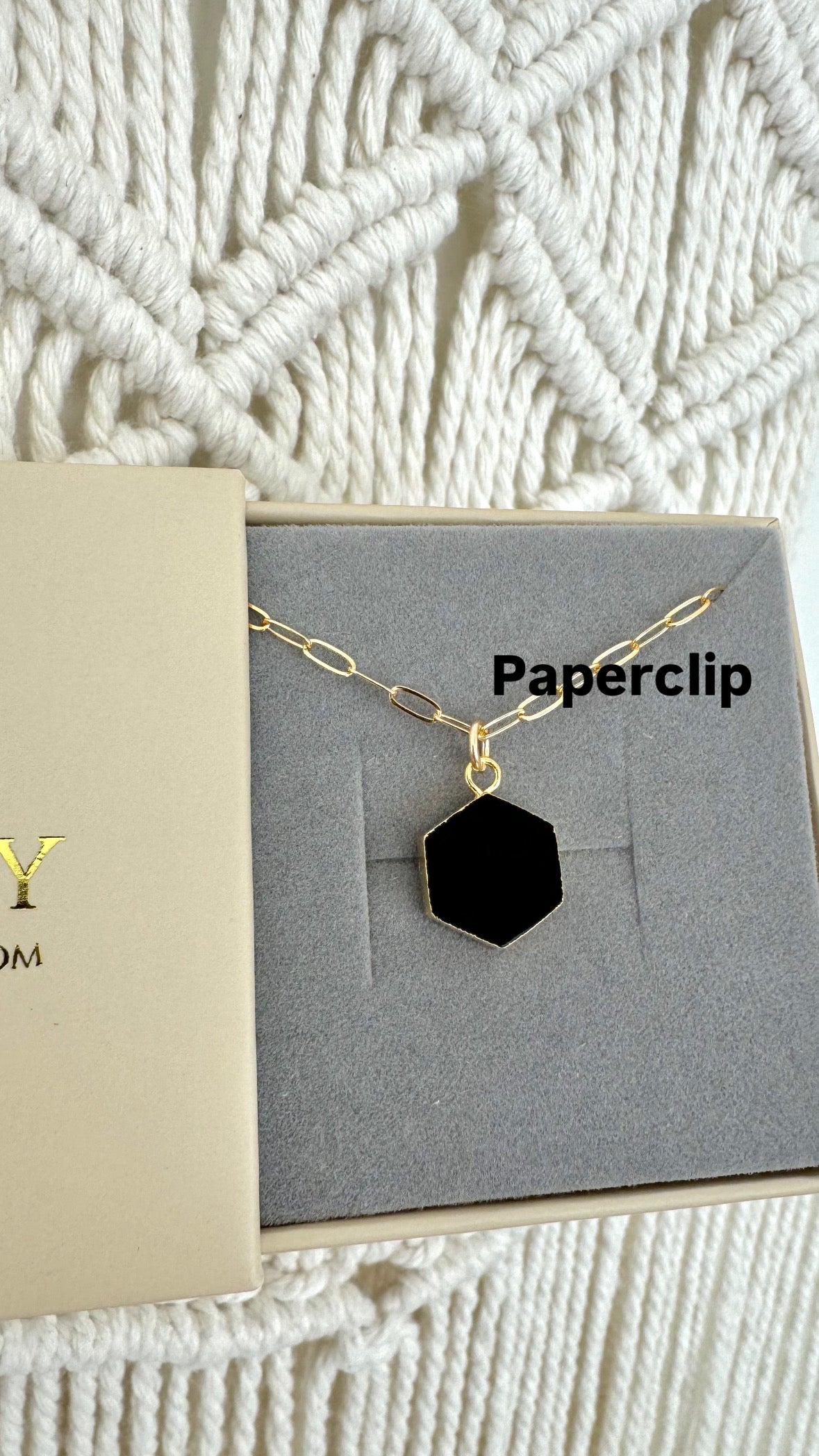 Black Onyx Hexagon Pendant Necklace - Gold Filled Chain