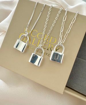 Genuine 925 Sterling Silver Mini Padlock Necklace