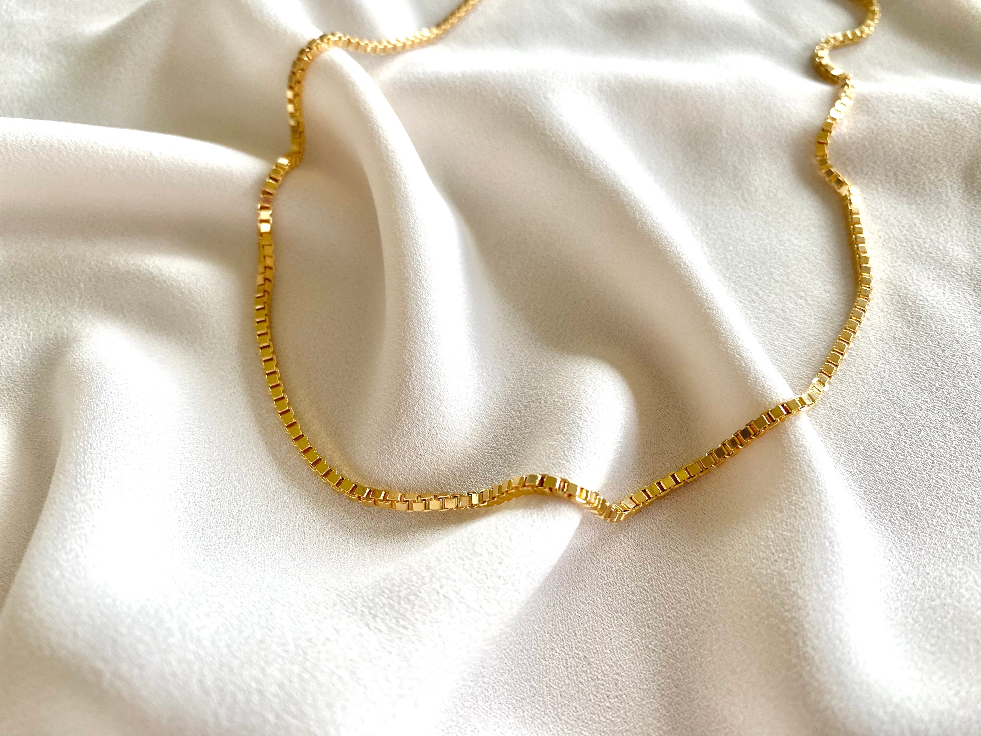 Thick Gold Filled Box Chain Necklace Layering Chains for Women Simple Minimalist Chains Wide Box Stacking Necklaces 16 to 24 inch Gift Idea
