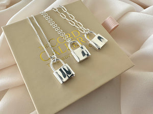 Genuine 925 Sterling Silver Mini Padlock Necklace