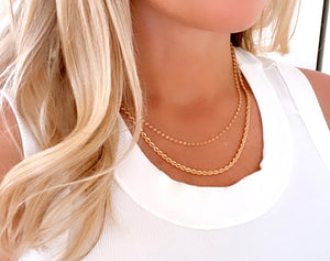 Gold Filled Dot Bead Chain Necklace Minimalist Layering Necklaces for Women - Rope Twist Paperclip