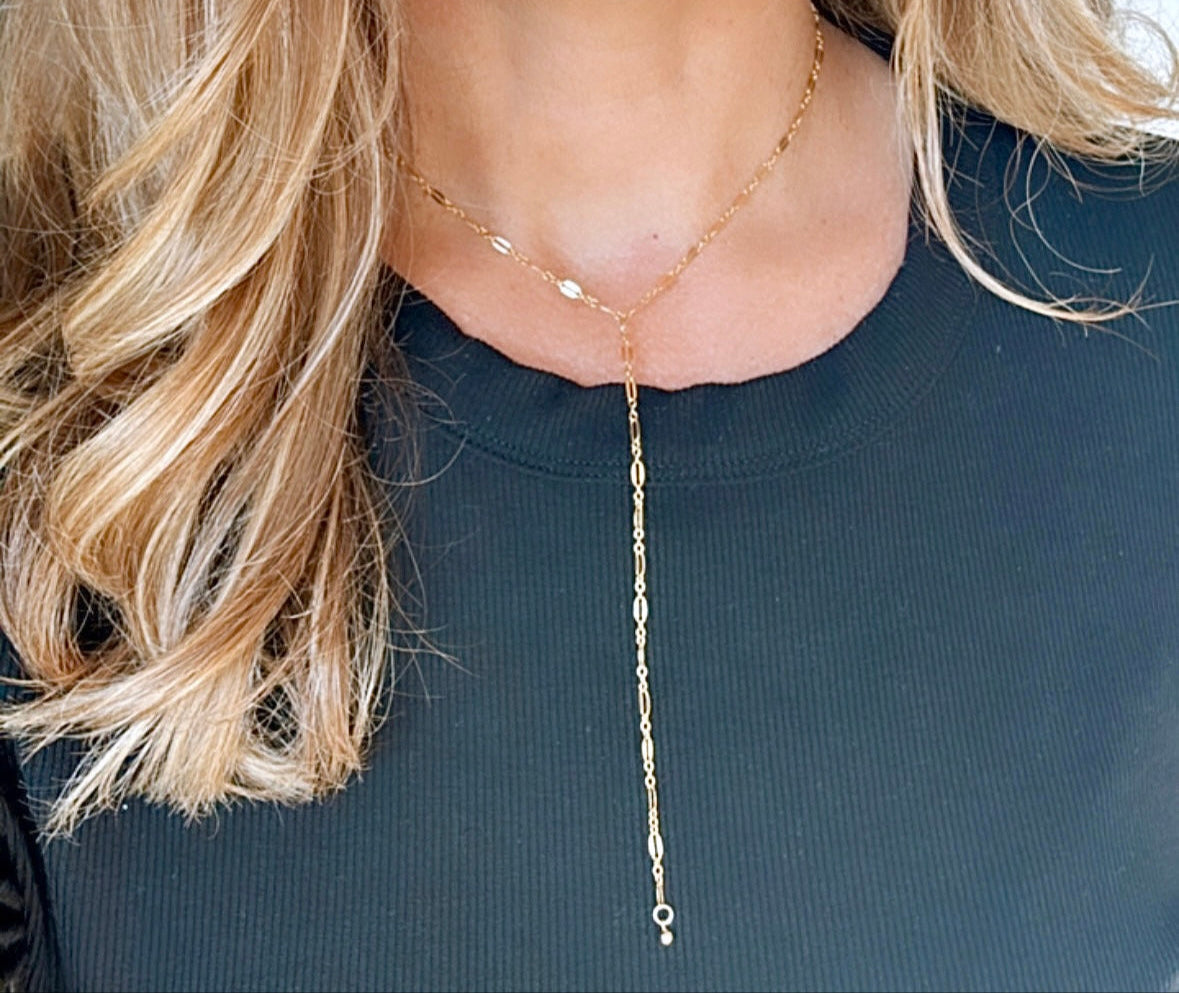 Gold Filled Dainty Lariat Y Necklace - Minimalist Jewelry for Women