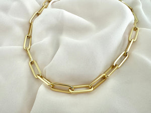 Gold Filled Big Link Paperclip Chain Necklace Large Link Layering Necklace