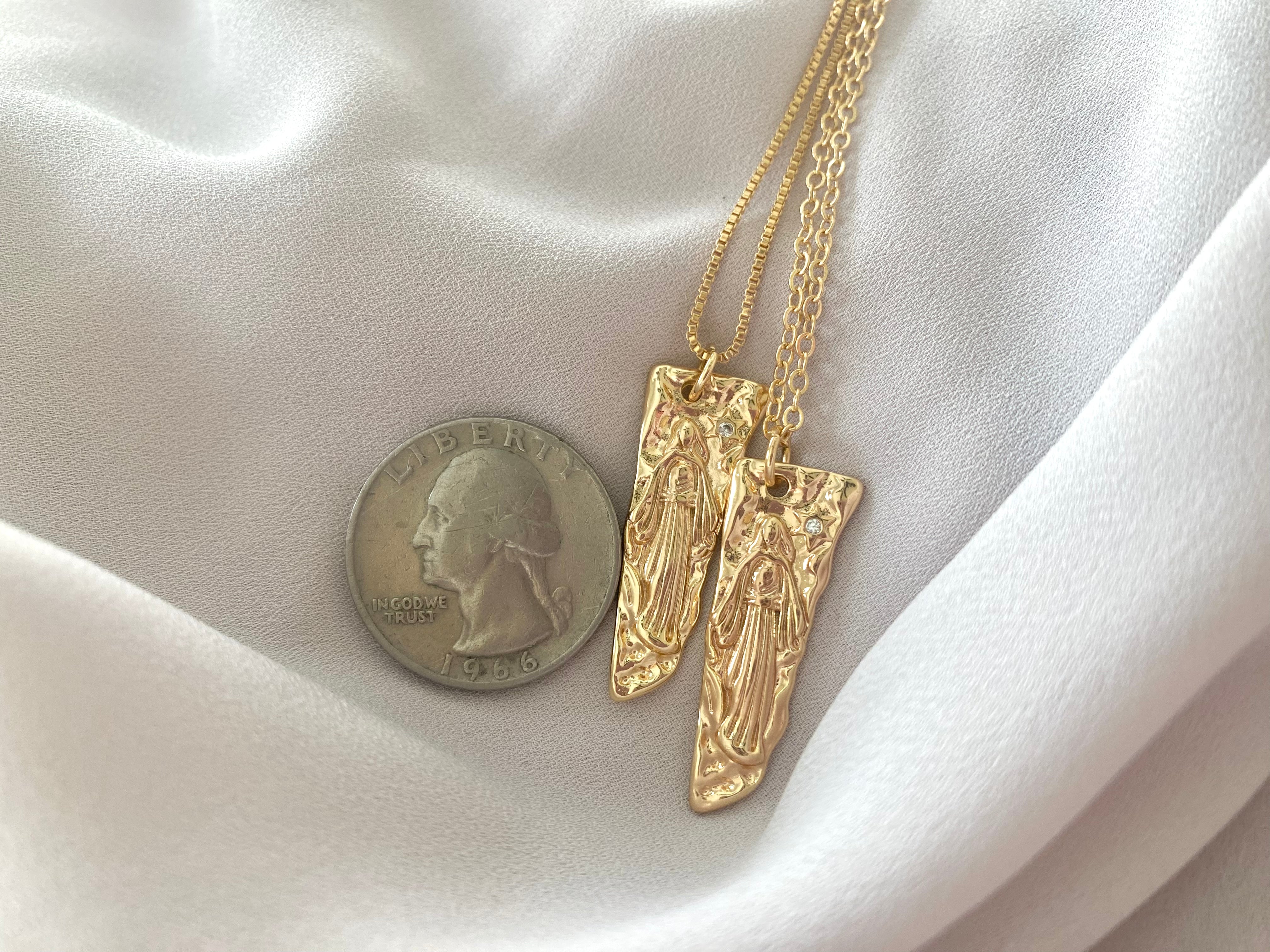 Gold Filled Guardian Angel Saint Charm Necklace