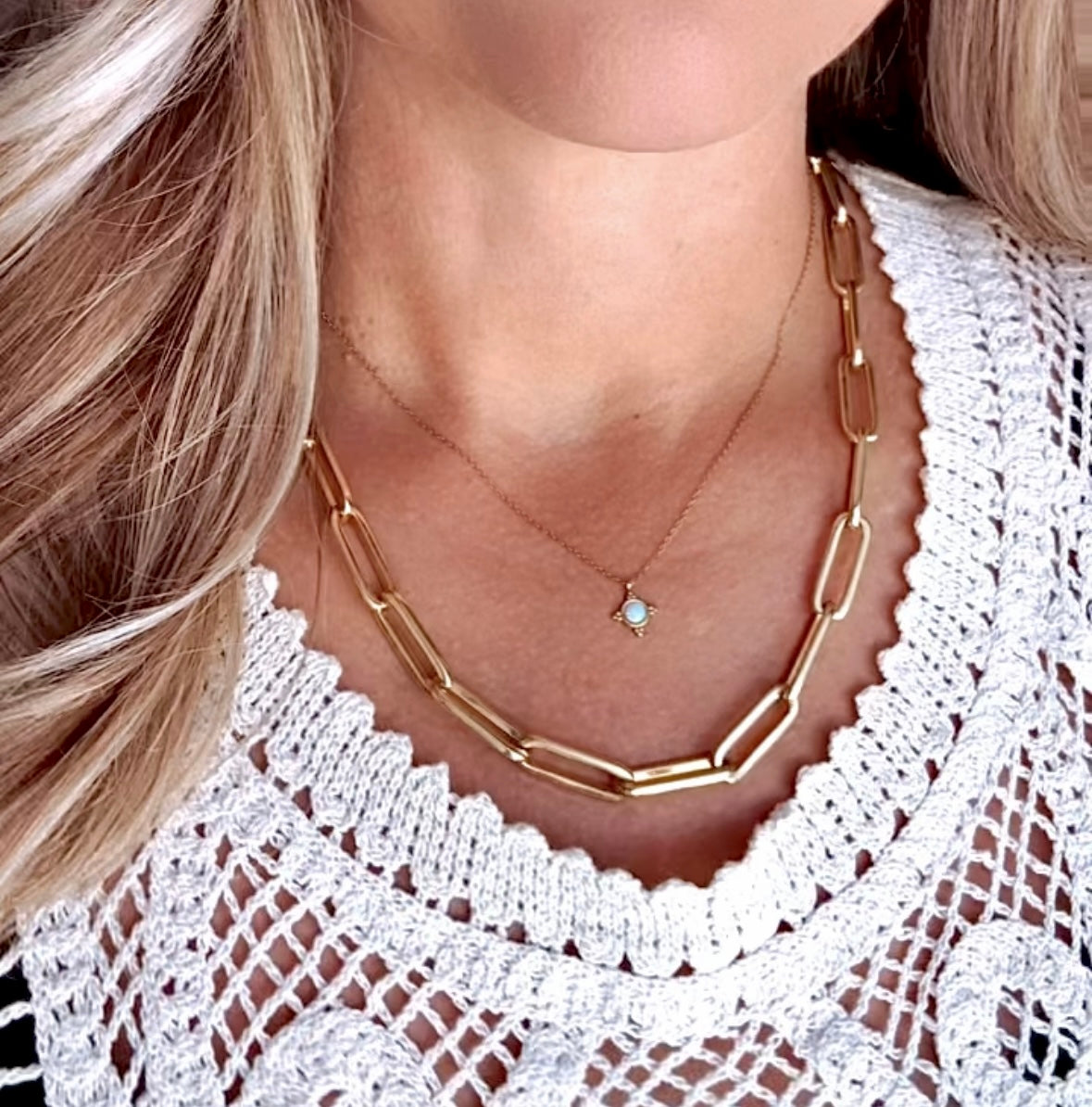 Gold Filled Big Link Paperclip Chain Necklace Large Link Layering Necklace