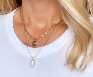 Modern Pearl Necklace Gold Filled Rope Chain Oblong Pearl Pendant Necklace June Birthstone Boho Style Necklace Minimalist Jewelry Christmas