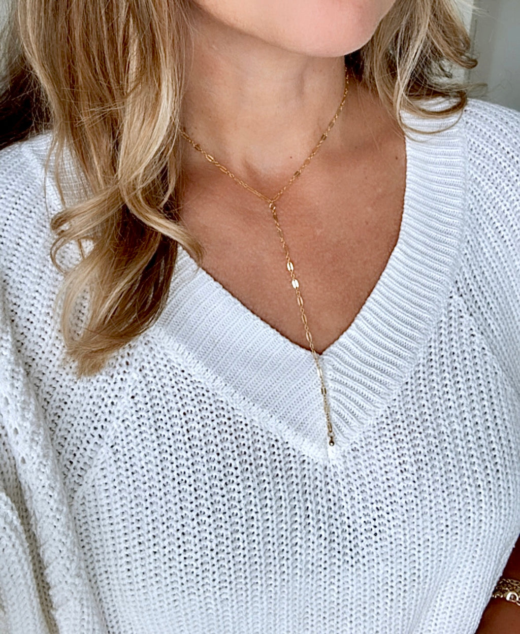 Gold Filled Dainty Lariat Y Necklace - Minimalist Jewelry for Women