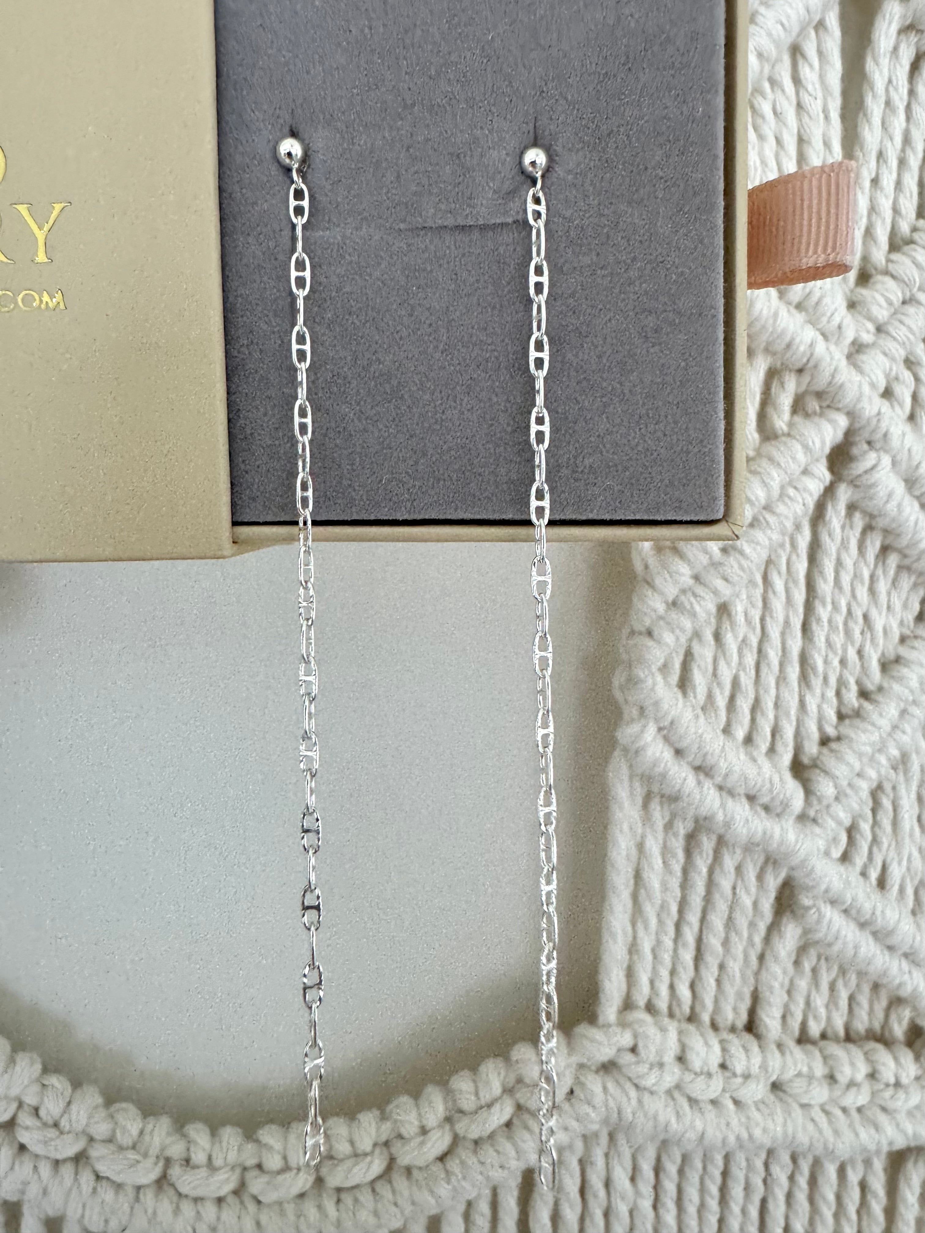 Sterling Silver Duster Earrings for Women - Dangly Chain Drop Posts - Waterfall Earrings