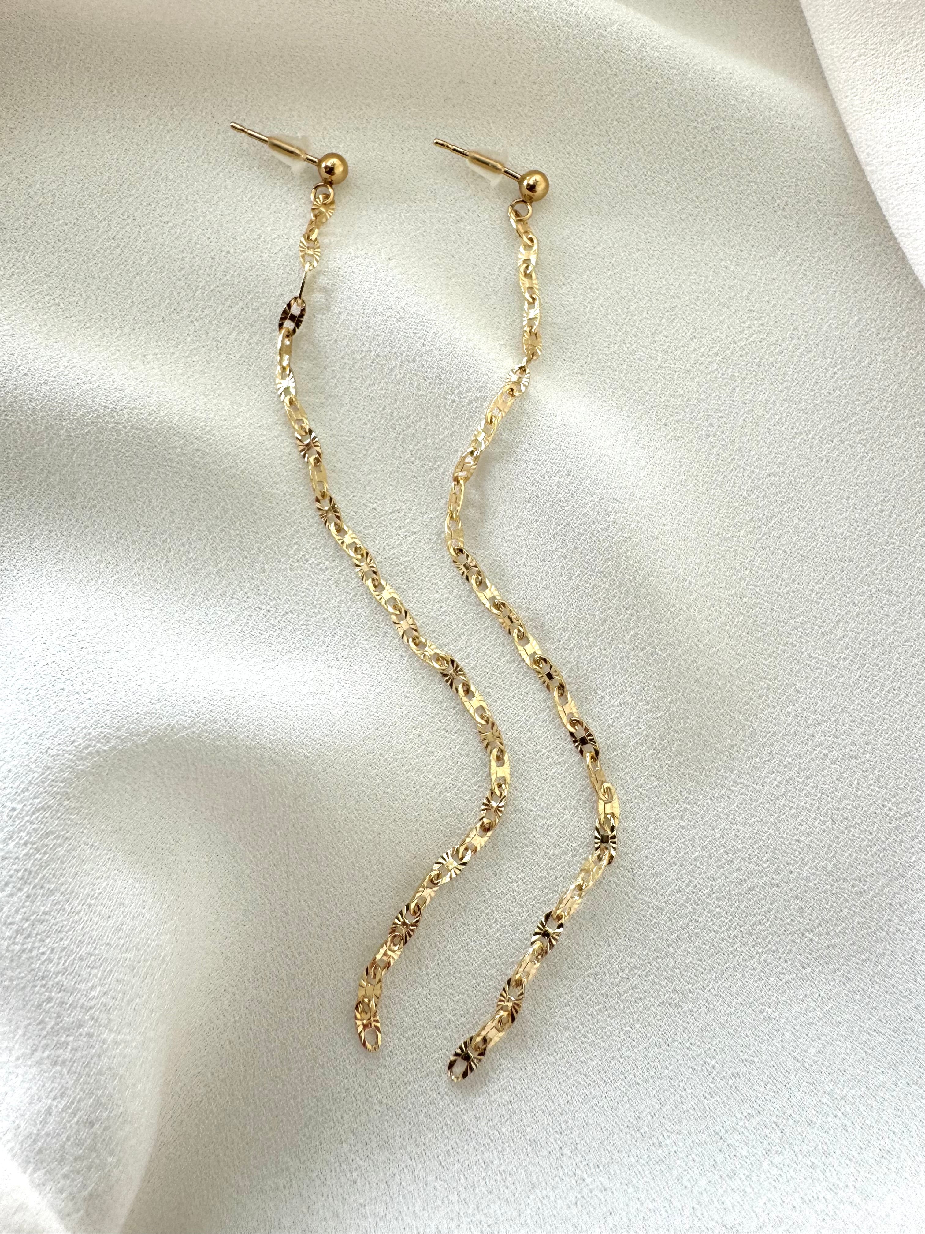 Sterling Silver Duster Earrings for Women - Dangly Chain Drop Posts - Waterfall Earrings