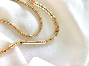 Gold Filled Stacking Bracelets Flat Figaro Chain Tube Bars Rings Sequins Chain - Minimalist Jewelry