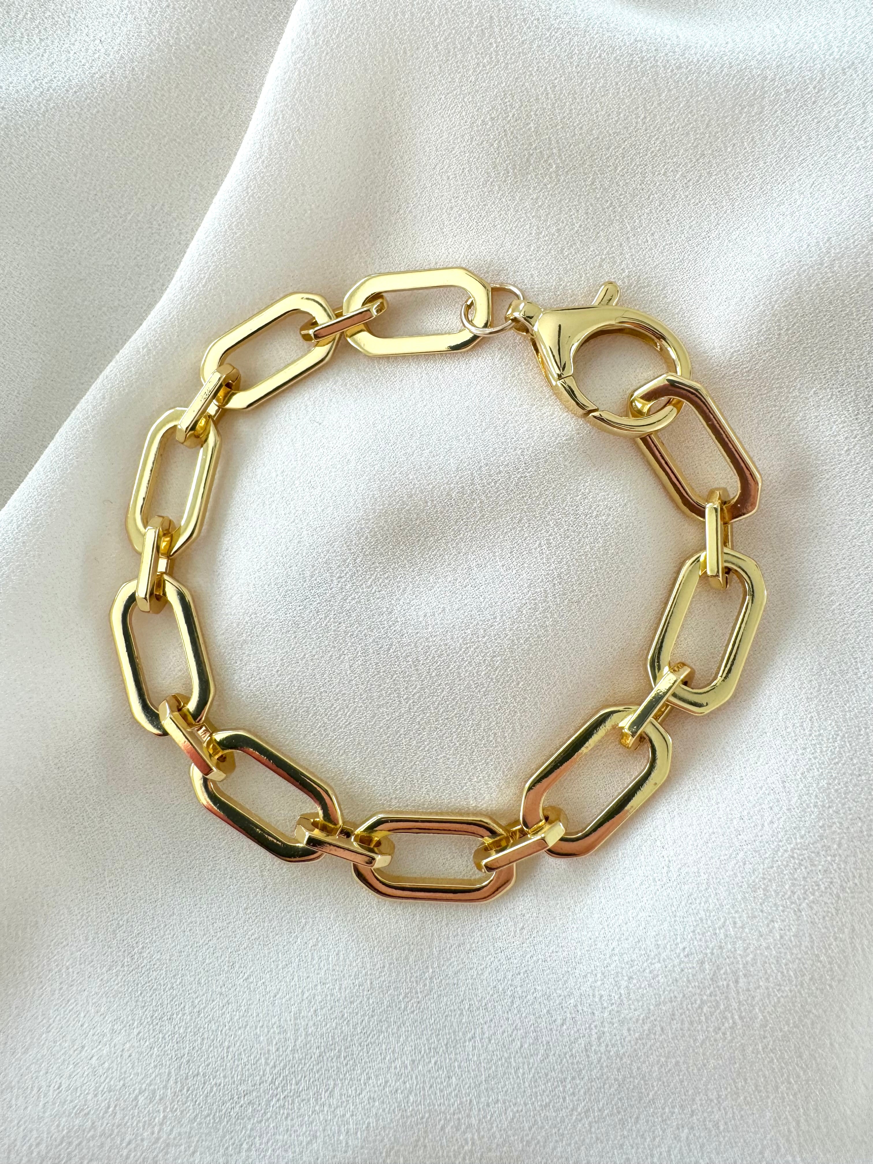 24k Gold Filled Geometric Shaped Paperclip Link Chain Bracelet - Stacking Bracelets - Gift Ideas for Women