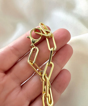 Gold Filled Thick Paperclip Link Chain Necklace - FULLY ADJUSTABLE - Lariat Necklace - Rectangle Link Chain