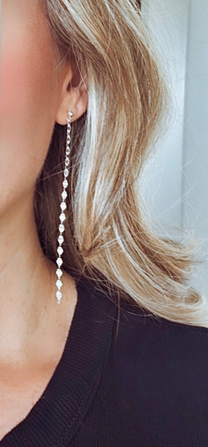 Gold Filled Dusters - Mirror Chain Drop Earrings for Women - Dangly Links Posts - Waterfall Earrings -