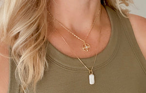 Dainty Gold Filled Medallion Necklace CZ Compass Necklace Travel Lovers Jewelry Wanderlust Charm Circle Necklace Minimalist Jewelry Gifts