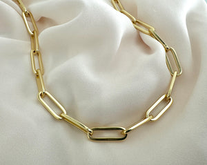 Gold Filled Big Link Paperclip Chain Necklace Large Link Layering Necklace