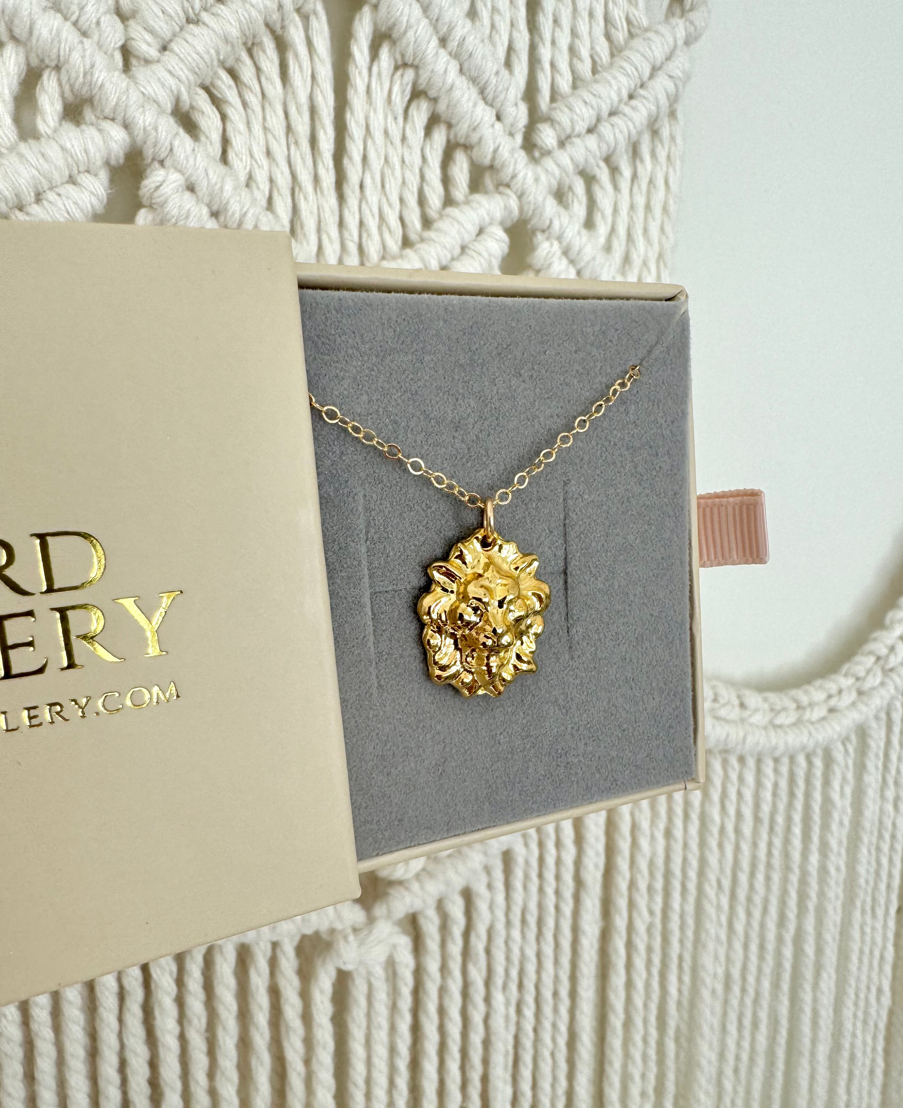 Vintage Style Gold Lion Lioness Pendant Necklace