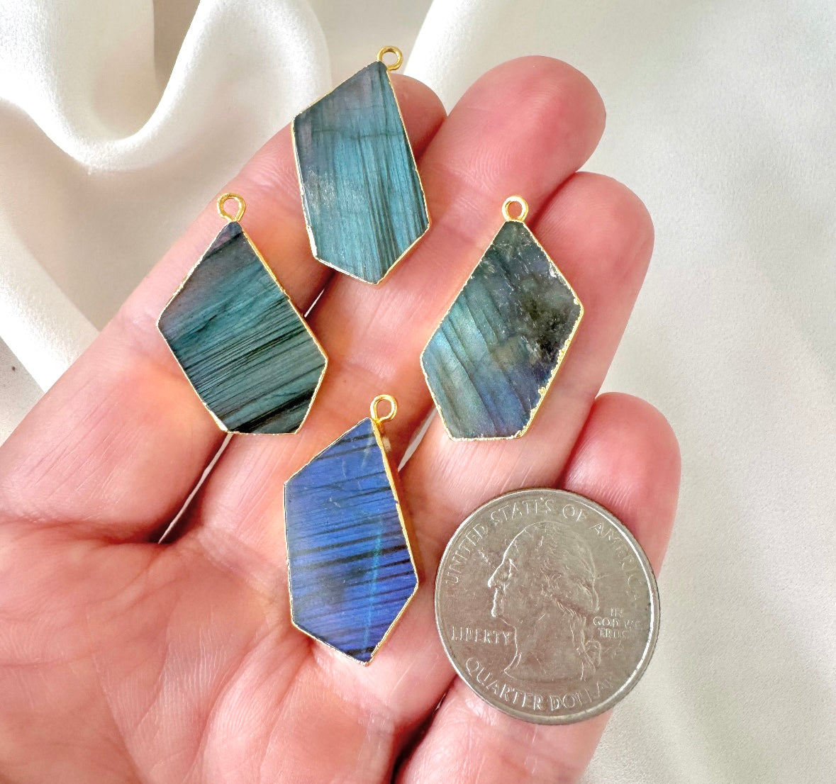 Genuine Labradorite Pendant Necklace - Gold