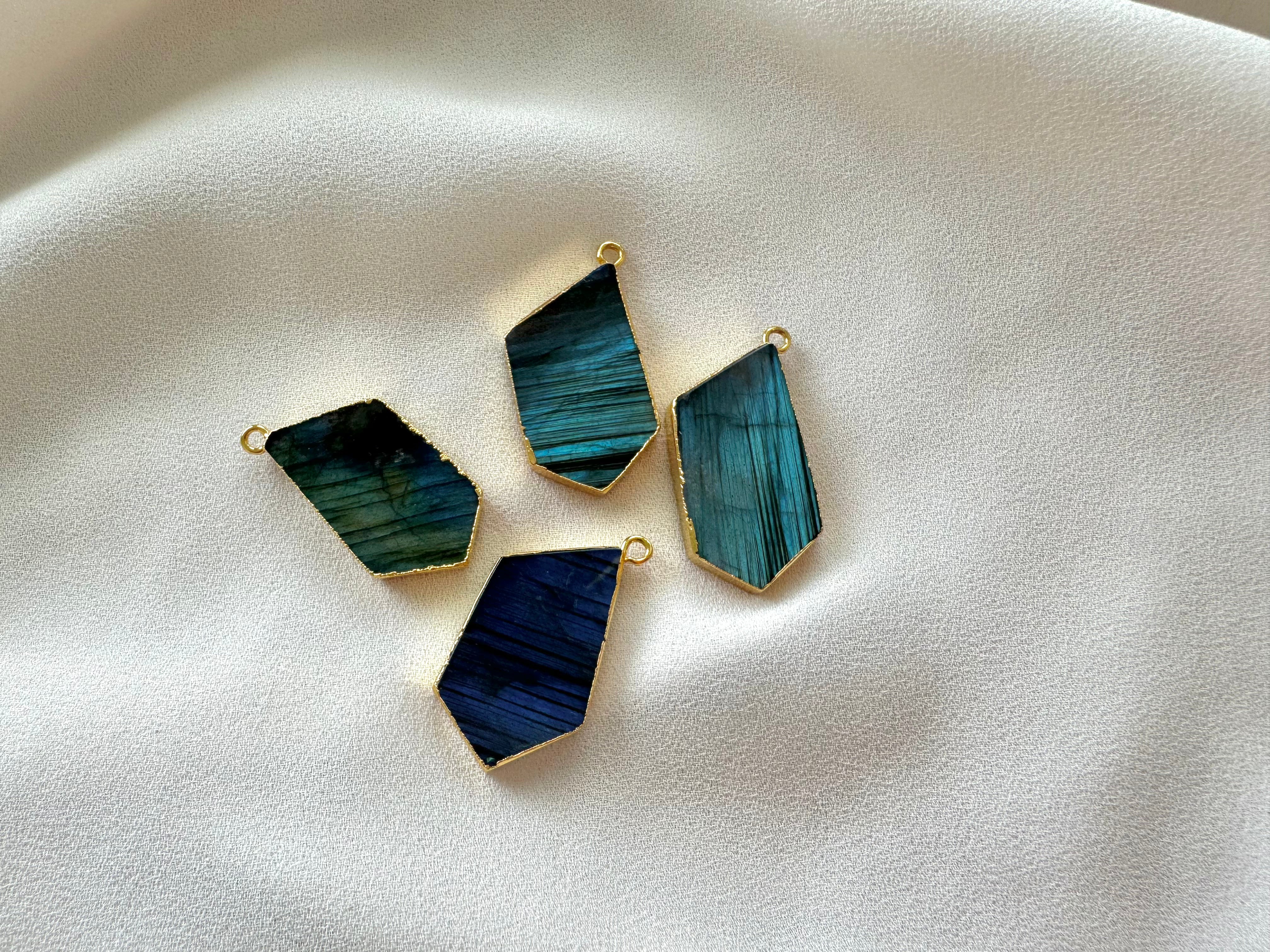Genuine Labradorite Pendant Necklace - Gold