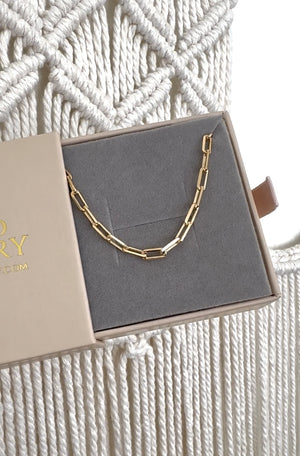 Gold Filled Paperclip Chain Necklace for Layering