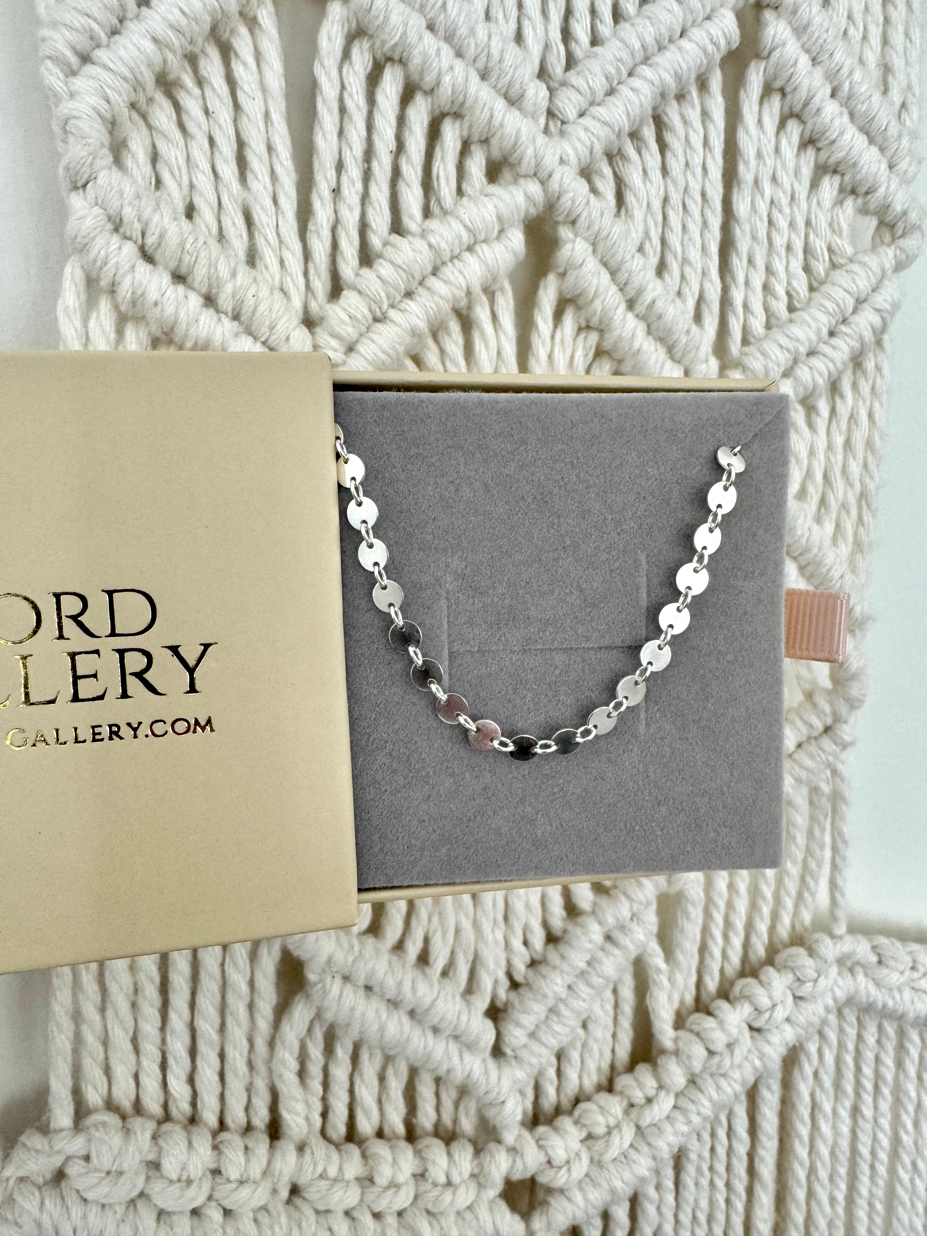 Sterling Silver Disc Chain Necklace - Coin Chain - Genuine 925 Silver