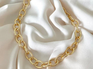 Women's Gold Filled Oblong Thick Link Chain Necklace - Fully Adjustable - Stacking Necklace - Christmas Gift Idea - Lariat