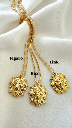 Vintage Style Gold Lion Lioness Pendant Necklace