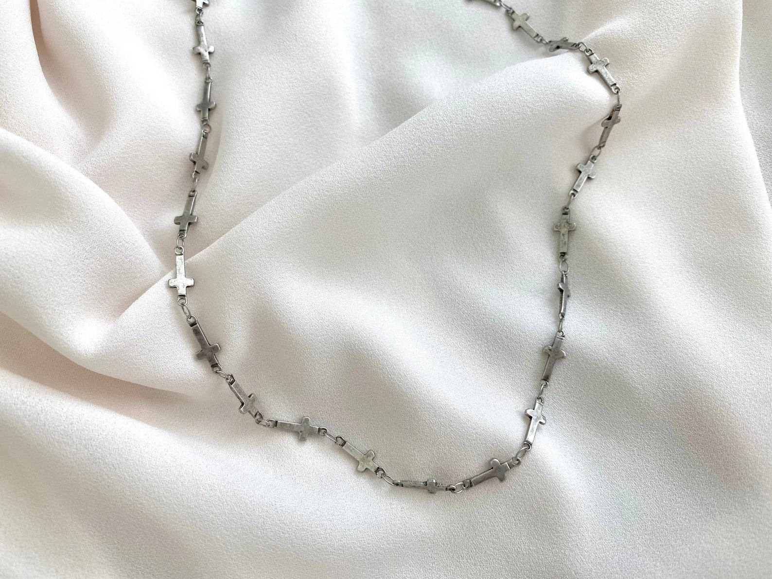 Antique Silver Cross Chain Necklace