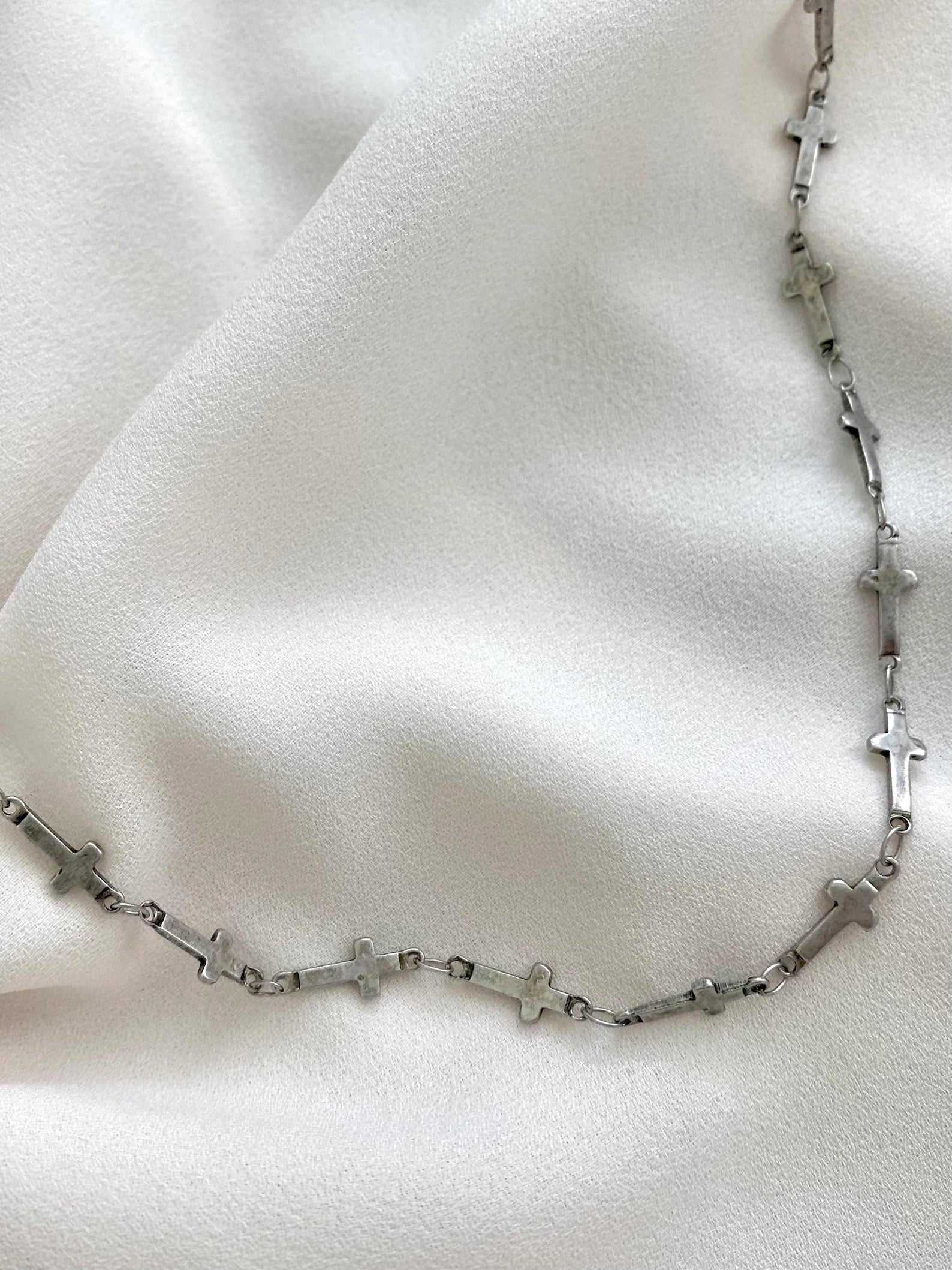 Antique Silver Cross Chain Necklace