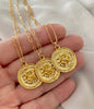 Gold 3D Rose Flower Medallion Necklace - Gold Filled Paperclip Box Figaro Chain