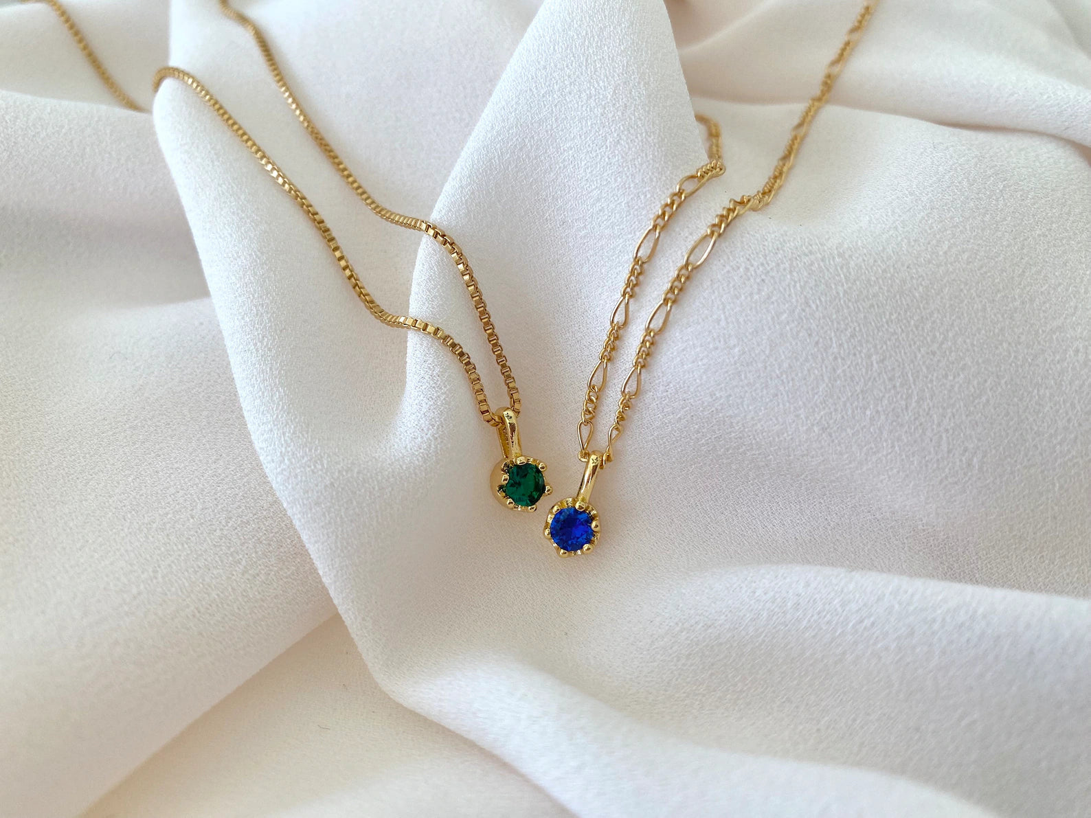 Ultra Dainty Sapphire Pendant Necklace - Gold Filled - September Birthstone Jewelry