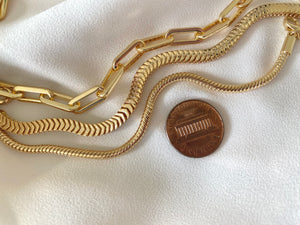 Gold Filled Thick Paperclip Chain Bracelet Rounded Rope Snake Chain Chevron Bracelet