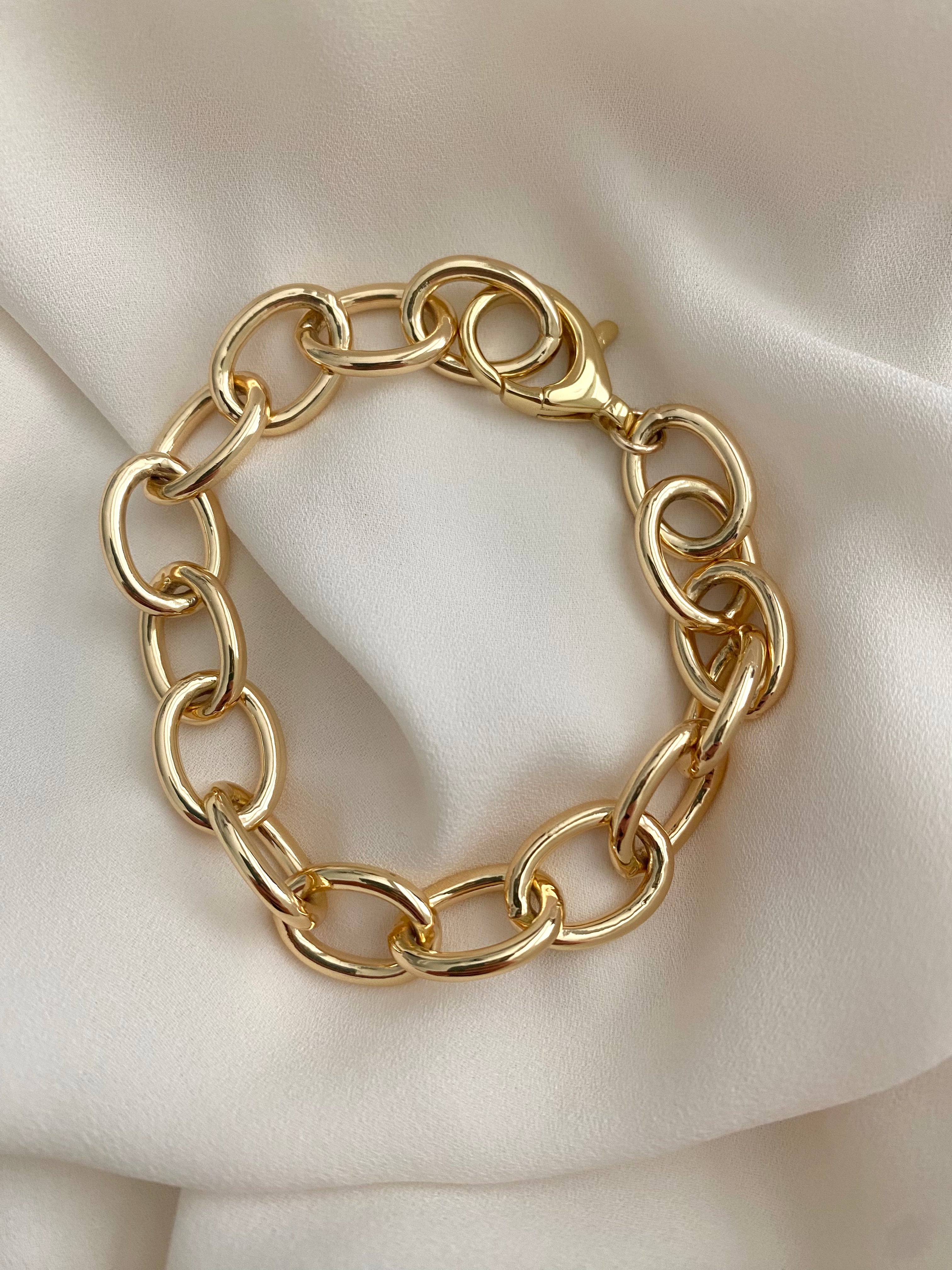 Chunky Gold Filled Thick Oval Link Chain Bracelet