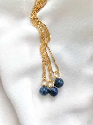 Lapis Lazuli Ball Pendant Necklace - September Birthstone - Blue Crystal