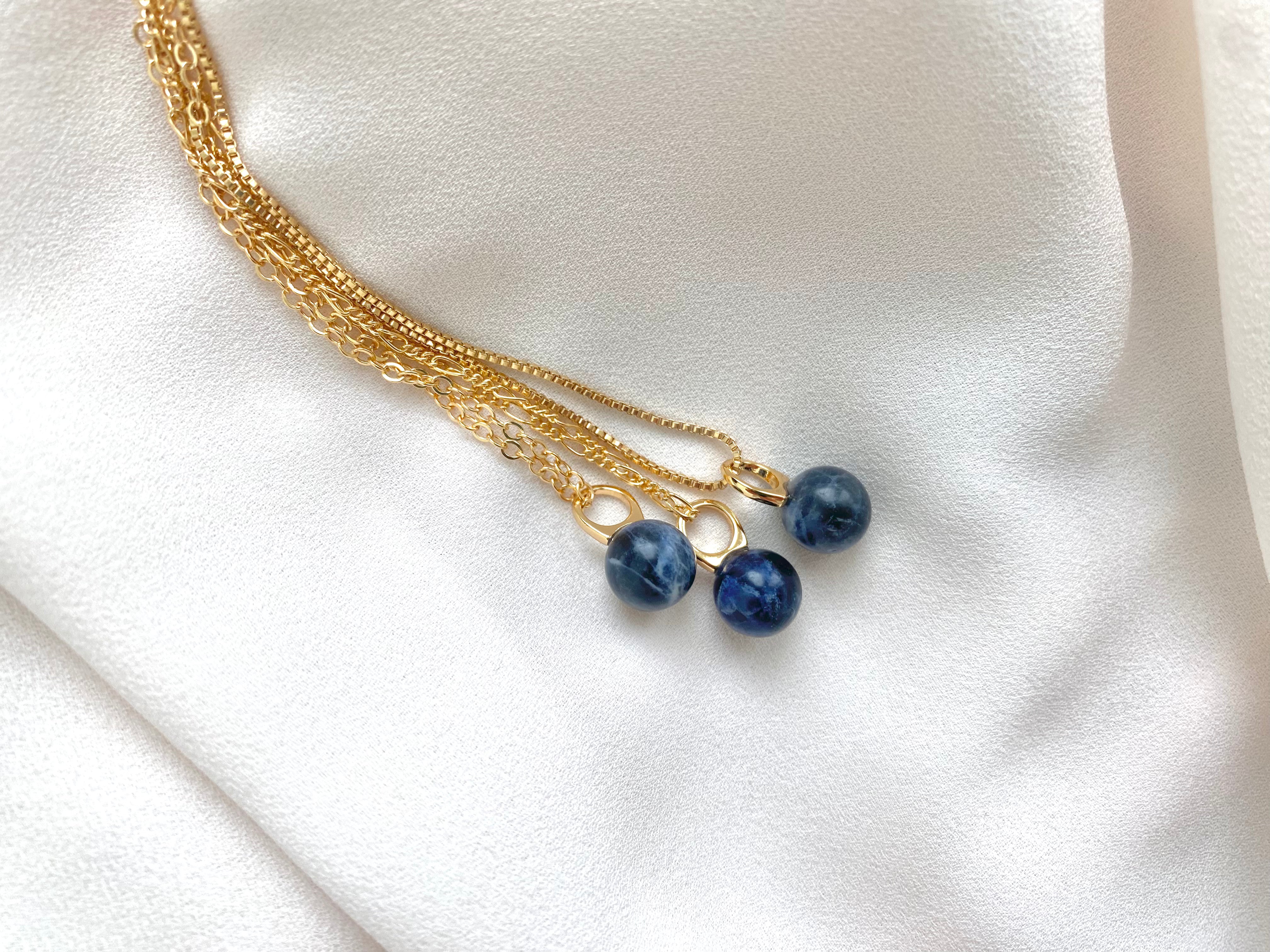 Lapis Lazuli Ball Pendant Necklace - September Birthstone - Blue Crystal