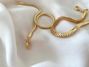 Gold Filled Thick Paperclip Chain Bracelet Rounded Rope Snake Chain Chevron Bracelet