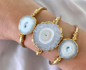 Solar Quartz Agate Cuff Bracelet