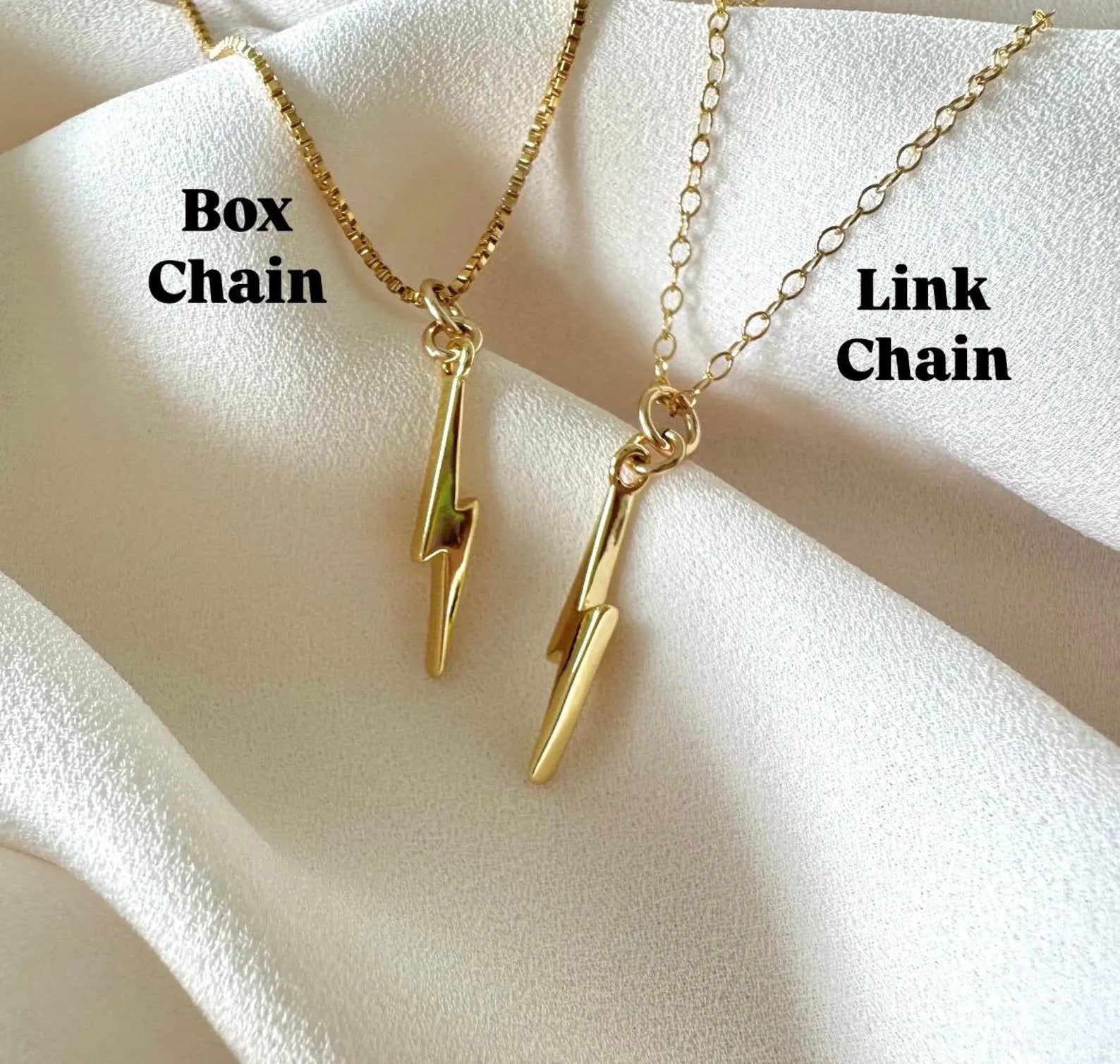 Dainty Gold Filled Lightning Bolt Charm Necklace