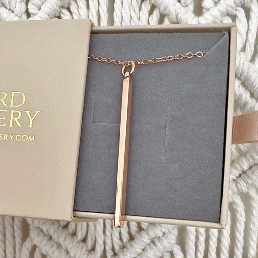Rose Gold Vertical Bar Pendant Necklace