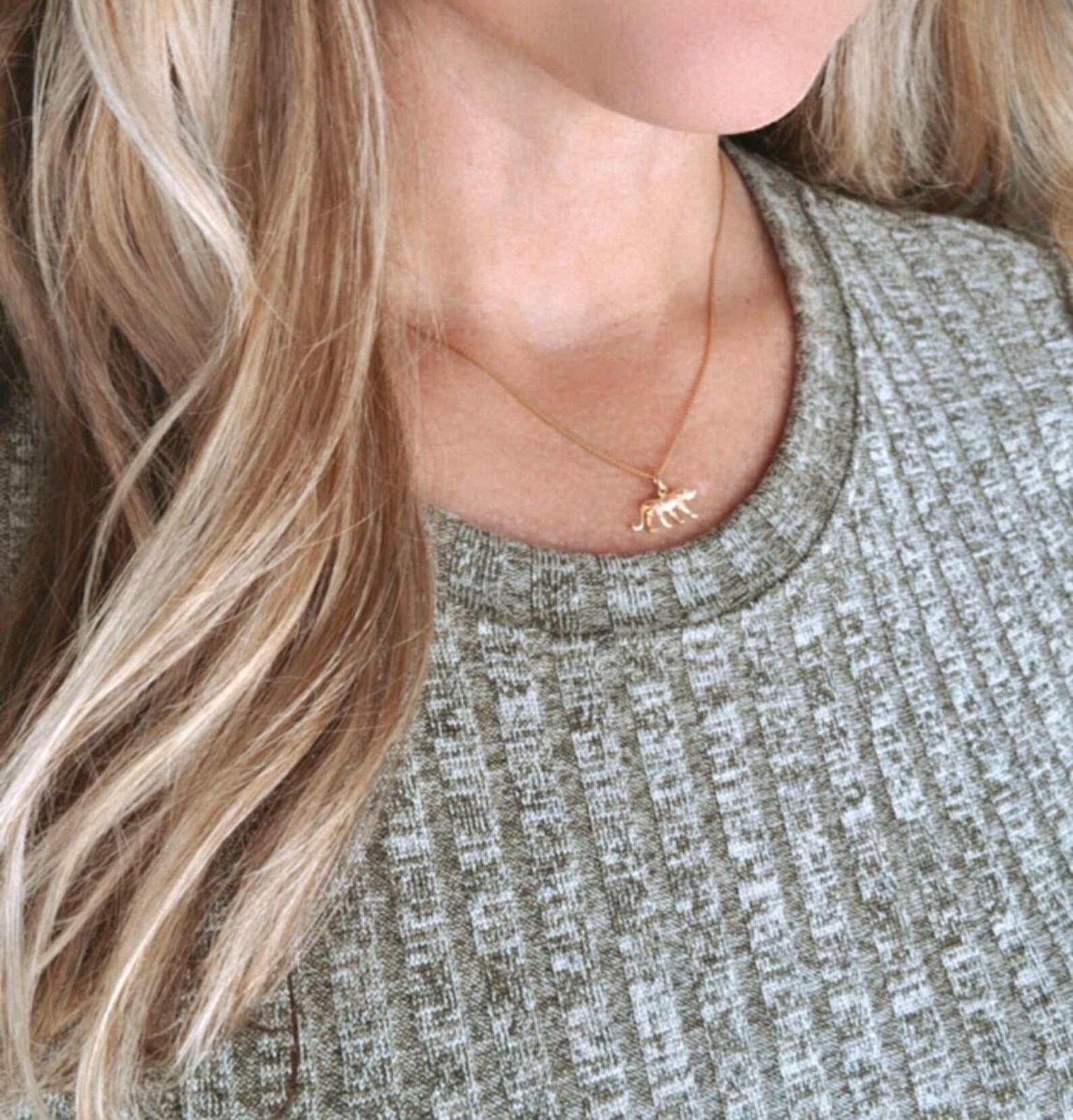 Gold Filled Tiger Pendant Necklace - Box Chain - Figaro Chain – The ...