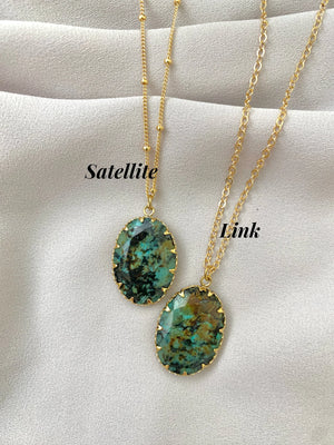 Zoisite Gemstone Pendant Necklace - Pronged Setting - Gold Filled Chain