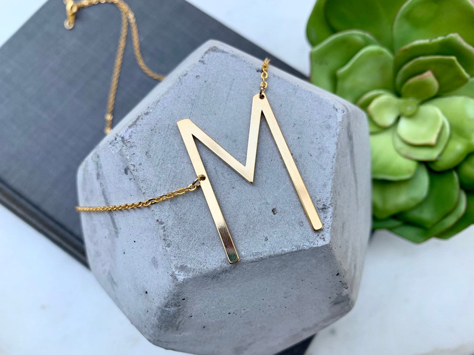 Large Gold Initial Letter Necklace