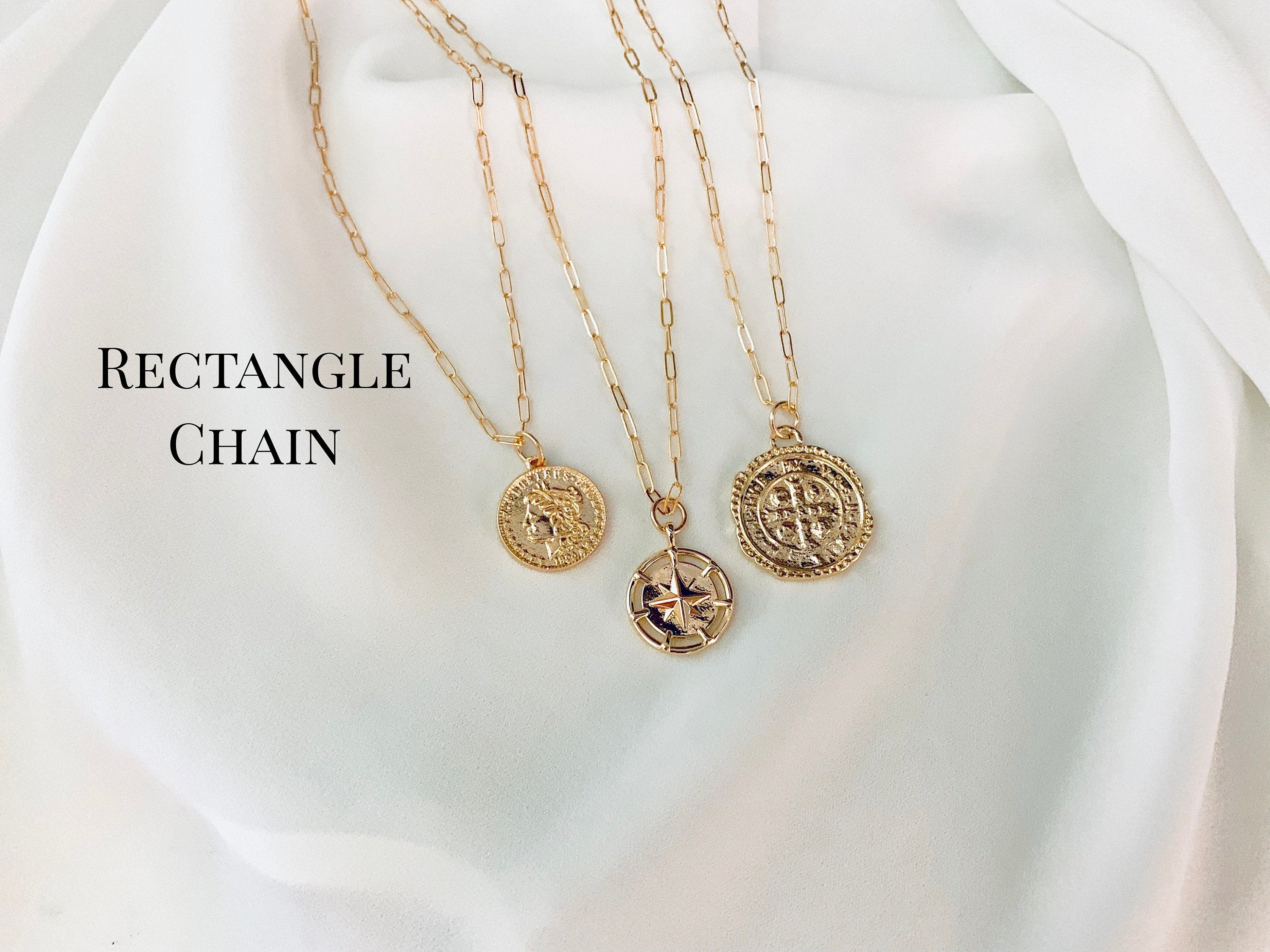 Gold Filled Medallion Necklaces - Athena - Cross Coin - Compass Necklace