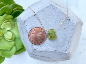 Raw Peridot Pendant Necklace - August Birthstone