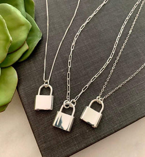 Genuine 925 Sterling Silver Mini Padlock Necklace