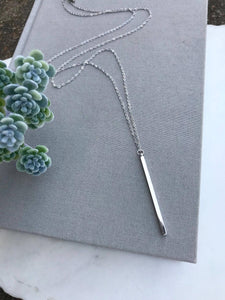 Silver Vertical Bar Pendant Necklace